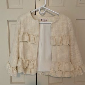 Light gold & off white tweed skirt suit